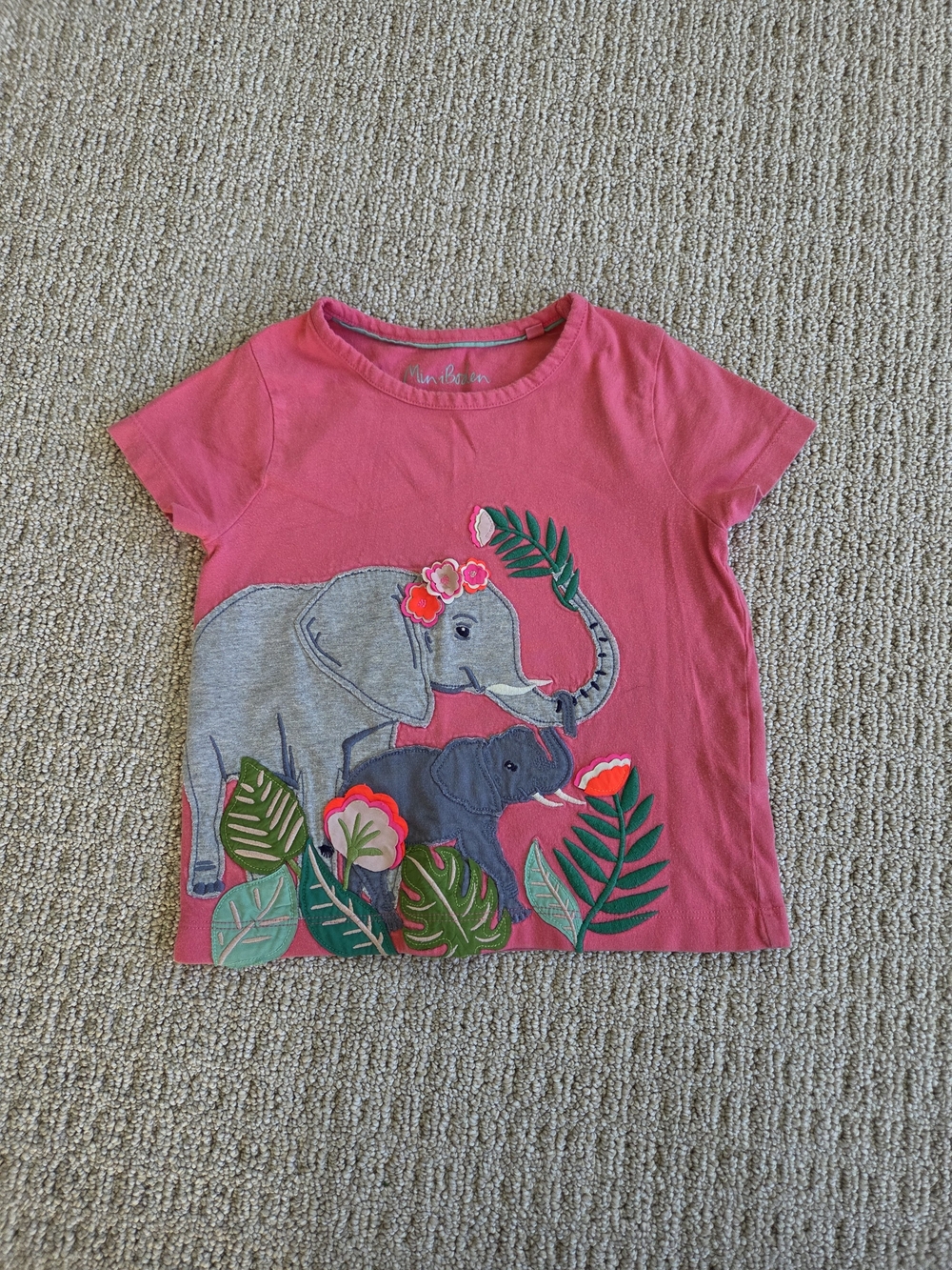 Mini Boden Elephant Applique T-Shirt Size 3-4Y